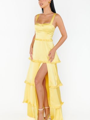 Lady Corset Dress ~ Yellow Luxe Satin