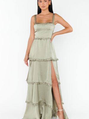 Lady Corset Dress ~ Moss Green Luxe Satin