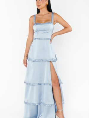 Lady Corset Dress ~ Steel Blue Luxe Satin