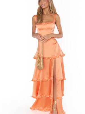 Lady Corset Dress ~ Cantaloupe Luxe Satin